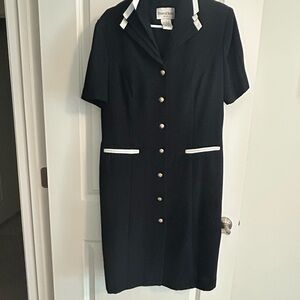 Danny & Nicole Navy Midi Dress with White Accents